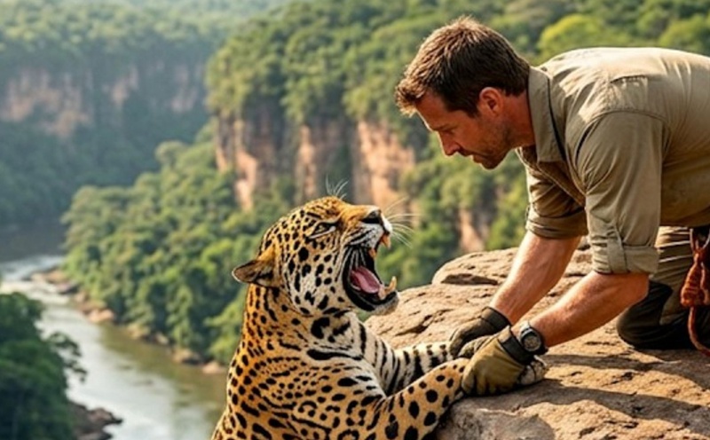 El hombre que salvó a una leoparda preñada de un precipicio. ¡Lo que hizo después te dejará boquiabierto!