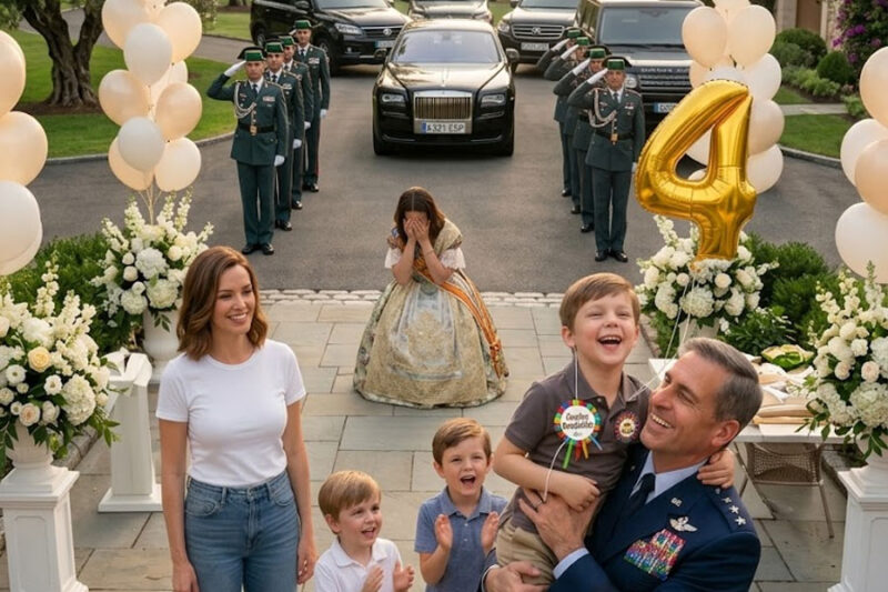 En la fiesta de cumpleaños número 7 de mi hijo, solo aparecieron dos niños. Mi cuñada sonrió con desprecio y susurró: “Tal vez si lo hubieras criado mejor, tendría amigos”. Sentí un nudo en la garganta. Entonces, una caravana de autos de lujo entró en la entrada de la casa. La persona que bajó hizo que a mi cuñada se le cayera la copa al suelo, completamente impactada.