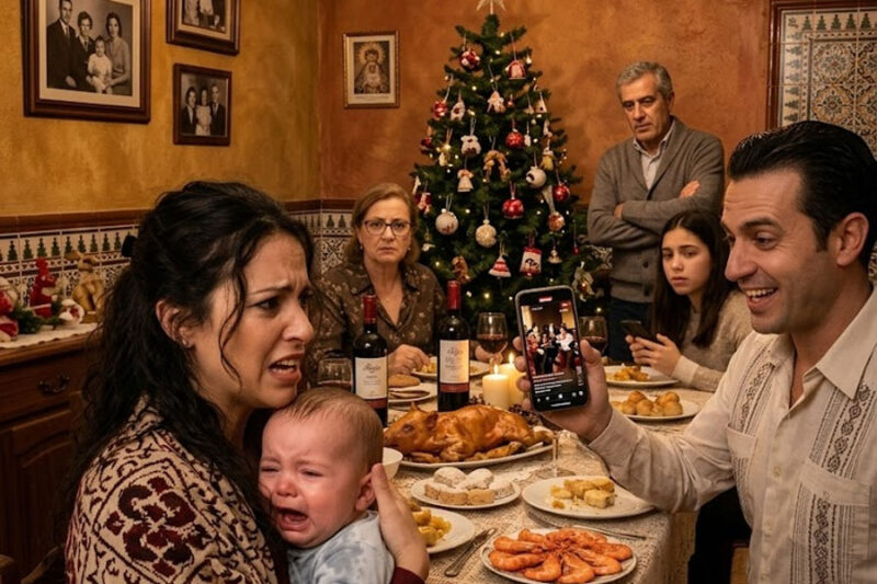 Mi hermano le arrojó agua fría a mi bebé en plena cena de Navidad para salvar su transmisión; todos lo llamaron “una broma”, hasta que mi esposo se levantó y la familia entera empezó a temblar