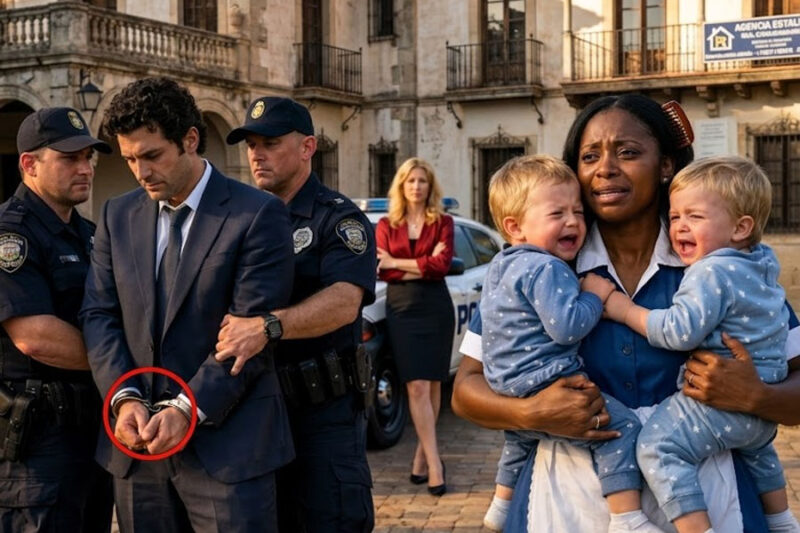 Arrestaron al multimillonario justo delante de sus hijos gemelos… Lo que hizo la criada a continuación dejó a todos atónitos.