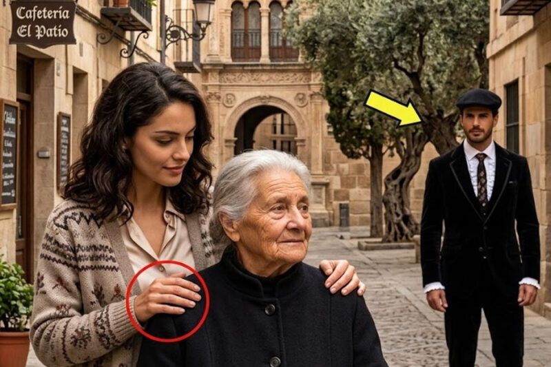 Un millonario llega a la plaza del pueblo buscando a su madre… y ve a un desconocido usando su único abrigo para cubrirla…