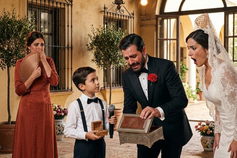 Mi exesposo me fue infiel, nos abandonó a mí y a nuestro hijo, y aun así tuvo el descaro de invitarnos a su boda. Durante su discurso, se rio y dijo: “¡Dejar a esa basura fue la mejor decisión de mi vida!”. La multitud estalló en carcajadas. Entonces mi hijo tomó el micrófono con calma. “Te traje un regalo especial, papá”, dijo mientras le entregaba una caja. Cuando mi ex la abrió, su grito dejó a toda la sala en completo silencio.