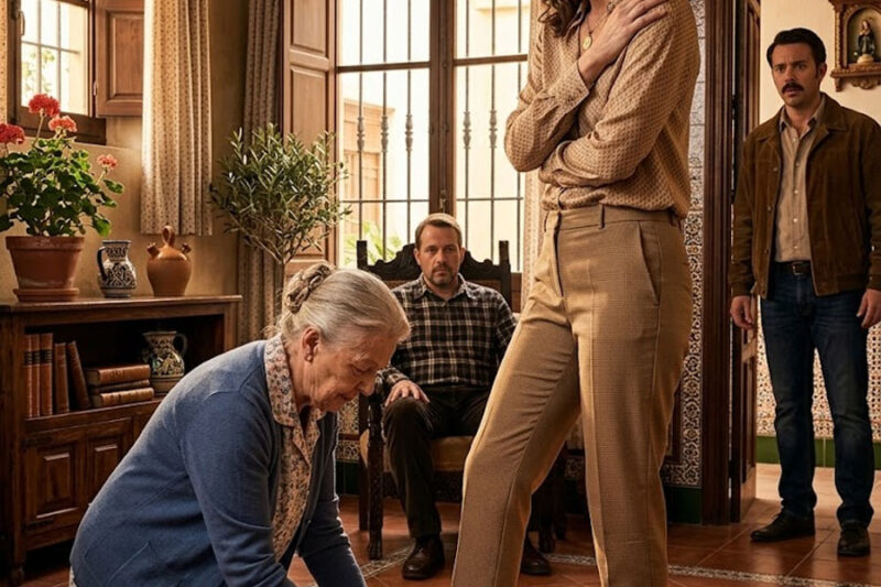 A los 78 años, la prometida de mi hijo me miró en mi propia casa y me ordenó: “Ponte de rodillas y lávame los pies”; creí que ya no podía caer más bajo… hasta que sonó el timbre y alguien entró furioso.