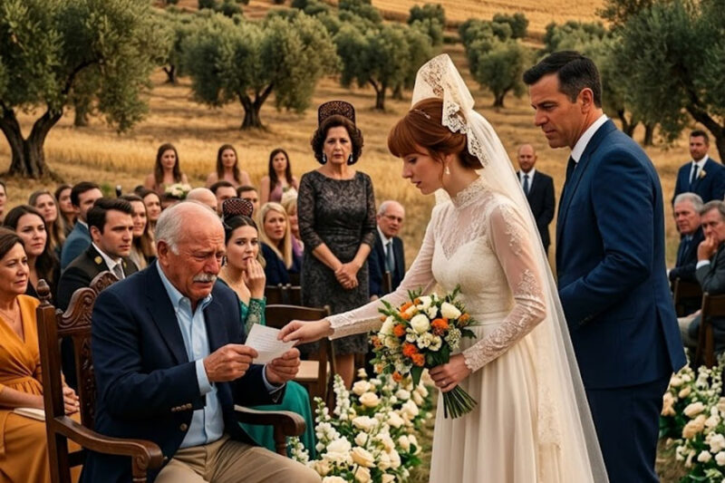 En plena boda de mi hija, ella escondió una nota en su ramo que decía “Papá, ayúdame”, y antes de que el novio terminara sus votos, lo detuve frente a 200 invitados porque ya sabía lo que planeaba hacer con mi rancho y conmigo.