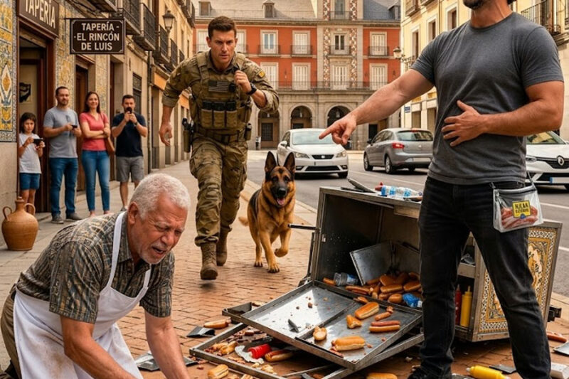 Un matón destrozó el carrito de un vendedor ambulante, y entonces apareció un SEAL de la Marina con su unidad canina.