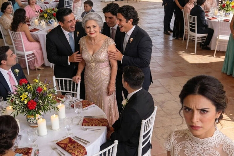 A solo quince minutos de la boda, descubrí que la mesa principal había sido cambiada: nueve asientos para la familia de mi esposo y mis padres de pie a un lado. Su madre se burló: “Qué patéticos se ven”. Entonces tomé el micrófono… y lo destruí en un instante.
