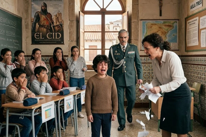 El indignante momento en que una maestra clasista destruyó a un niño “pobre” frente a todos, sin imaginar que el poderoso hombre al que llamó mentiroso cruzaría la puerta