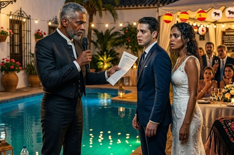 “Mi marido me empujó a la piscina el día de nuestra boda, y lo que hizo mi padre sorprendió a todos.”