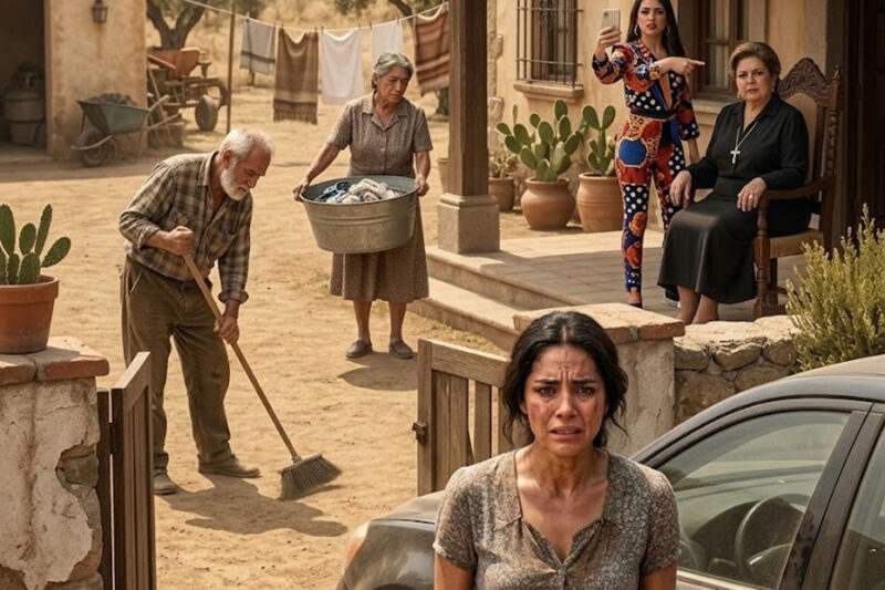 Volví sin avisar para sorprender a mis padres en la casa y el campo que les compré con años de sacrificio… pero al llegar encontré a mi madre lavando ropa ajena con las manos destrozadas, a mi padre barriendo bajo el sol como un sirviente humillado, y a mi cuñada junto con su madre sentadas en el porche, enjoyadas con el dinero de sus medicinas, tratándolos peor que a animales; ese día entendí que me habían mentido por amor, y juré que las dos parásitas pagarían cada lágrima derramada en mi propia casa…
