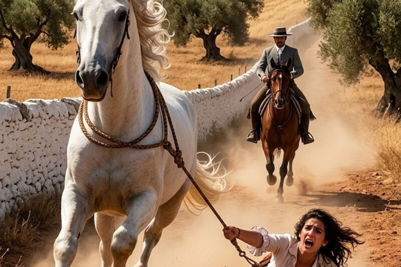 Granjero viudo ve a una MUJER siendo ARRASTRADA por un caballo desbocado… hasta que…’