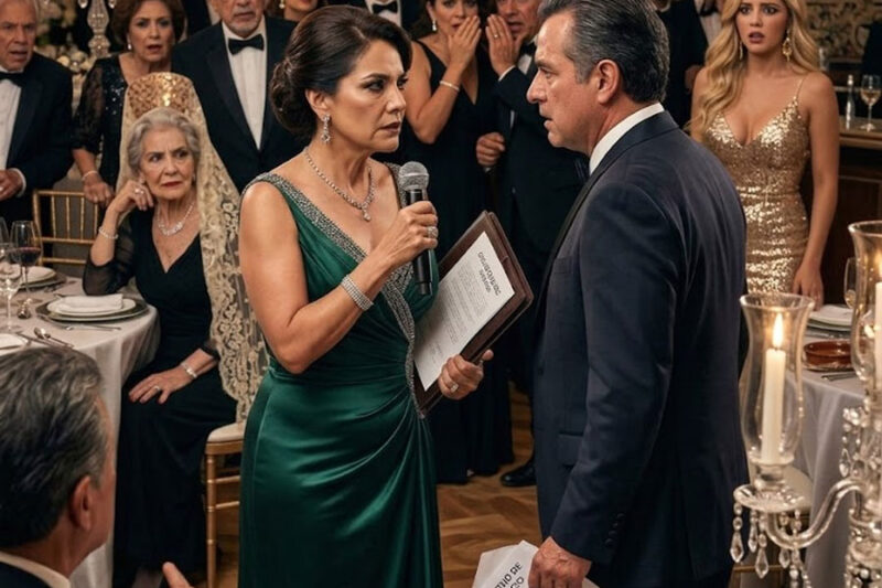 En Sus Bodas De Plata, Él Le Entregó El Divorcio Frente A Todos, Le Ordenó Salir De “Su” Departamento Y Presumió A Su Amante Joven… Sin Imaginar Que Su Esposa Tenía Un Micrófono, Pruebas Y Una Verdad Que Lo Iba A Destruir Esa Misma Noche…