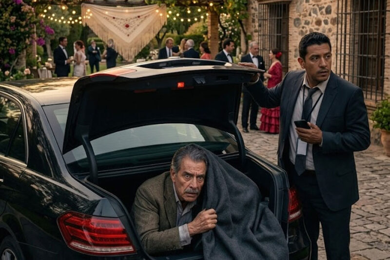 Mi chofer me metió en el maletero la mañana en que iba a llevar a mi hija al altar, y desde esa oscuridad escuché a mi futuro yerno hablarle con amor a la novia… y segundos después ordenar por teléfono un plan de tres meses que terminó llevándome a una casa pobre con su apellido en el buzón, a una esposa escondida, a una niña que lo llamó “papá” y a la verdad más monstruosa que un padre puede descubrir horas antes de una boda que estaba a punto de convertirse en funeral…
