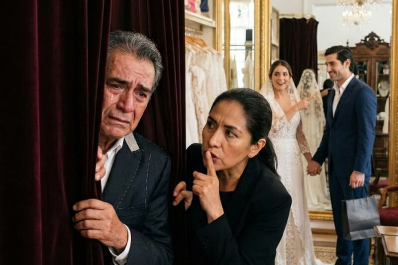 Entré A Recoger Mi Esmoquin Creyendo Que Iba A La Boda De Mi Hija, Pero La Dueña De La Tienda Me Arrastró A Un Probador Y Me Rogó Que Me Escondiera; Lo Que Escuché Después, Entre Vestidos Blancos, Perfume Caro Y Susurros De Traición, No Fue Solo El Fin De Una Familia Rica, Sino La Confesión Brutal De Un Plan Para Robarme, Declararme Loco, Encerrarme En Un Asilo Y Borrarme Del Camino Antes De Que Mi Propia Hija Dijera “Sí, Acepto” Frente A Todos…