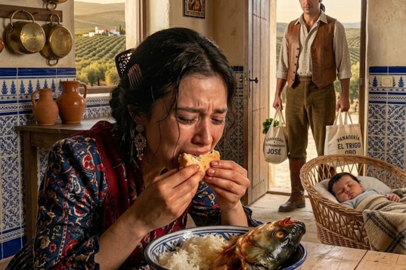 El primer bocado que Valeria intentó esconder bajo la mesa olía a arroz agrio y a humillación.  Mateo se quedó inmóvil en la entrada de la cocina.