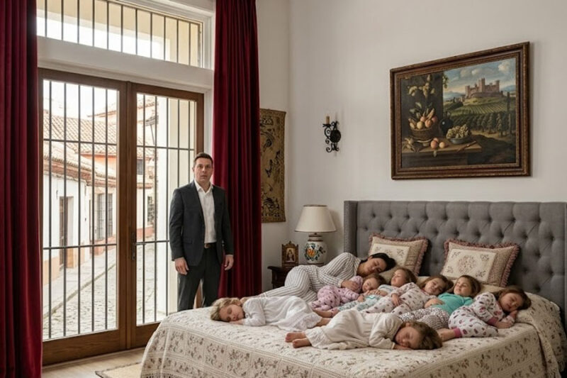 Un golpe seco sacudió el segundo piso de la mansión.  Natalia se quedó inmóvil en la entrada, con la mano todavía apretando la correa de su mochila gastada. Aquel sonido no era el ruido común de una casa con niños. No era una puerta cerrándose fuerte ni un juguete cayendo por accidente.