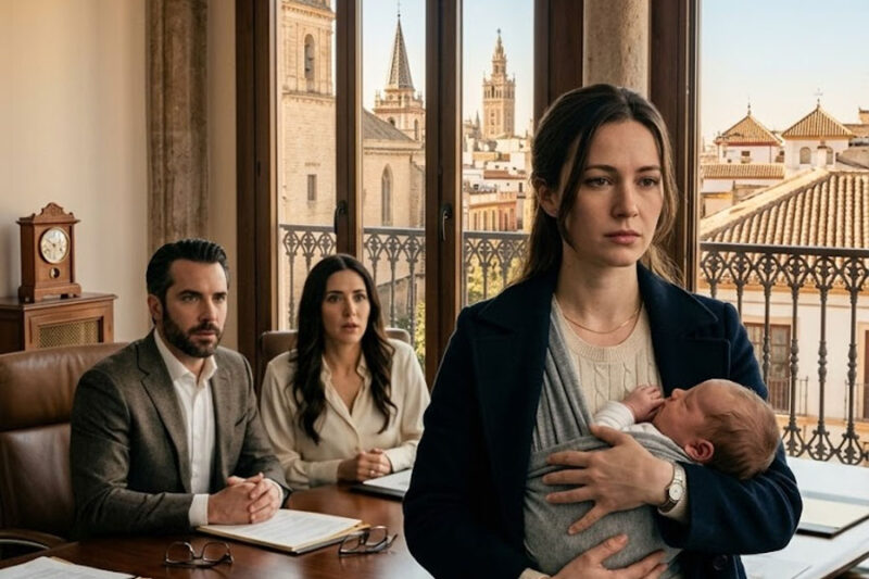Ella asistió a la ceremonia de divorcio con su hijo recién nacido, mientras que el multimillonario se sentó con su amante y se marchó visiblemente conmocionado.