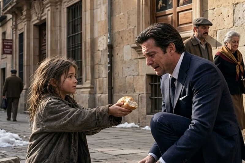 Una niña hambrienta le dio su único pan a un millonario que lloraba, y entonces él descubrió que ella era la clave de la desaparición de su hijo.