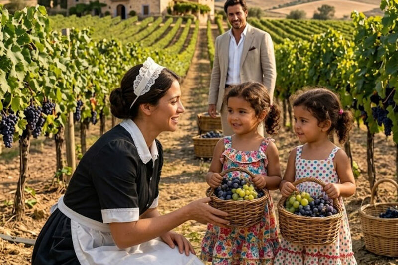 LAS HIJAS DEL EMPRESARIO VIUDO NO SALÍAN HACE 3 AÑOS… HASTA QUE LA EMPLEADA LAS LLEVÓ A LA VIÑA…