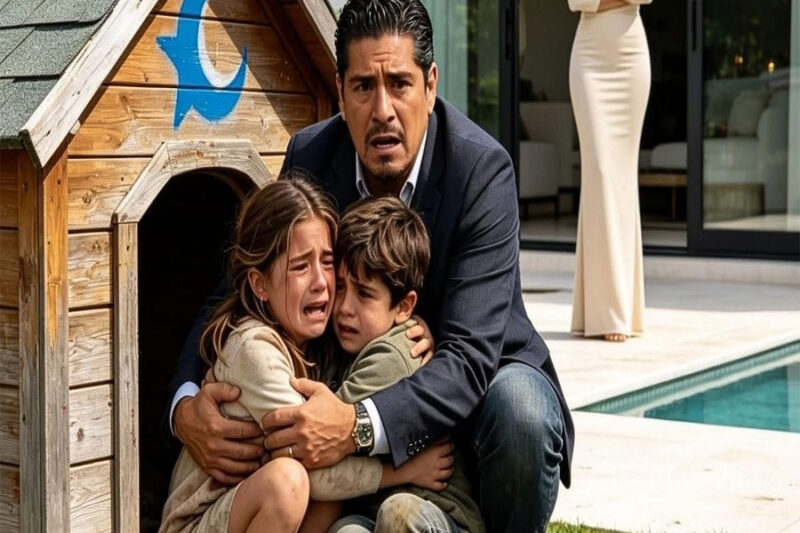 Volví temprano a casa y encontré a mis hijos encerrados en la casita del perro; mi hija me abrazó temblando y susurró: “No te enojes, ella dijo que nos ibas a mandar lejos”, pero la cámara mostró algo peor esa misma tarde.