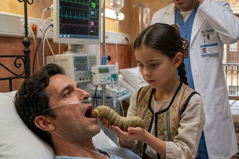 “Si hoy no despierta, lo desconectamos”, dijo el doctor… pero la hija de la conserje entró con una oruga en la mano y el millonario abrió los ojos frente a la mujer que quería enterrarlo vivo