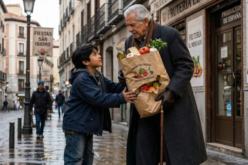 “Solo quise ayudarlo con sus bolsas”, dijo el niño de la calle… sin imaginar que ese anciano millonario le iba a cambiar la vida y a destapar una traición familiar