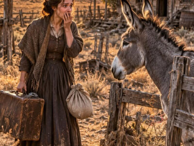 Viuda y Sola, Llegó a una Tierra Abandonada… Un Burro Gris la Estaba Esperando