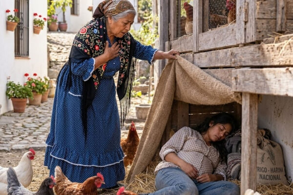 Al salir de noche a revisar mi gallinero, encontré a una joven embarazada, empapada y escondida bajo la madera; mientras ella temblaba, un hombre elegante la buscaba desde su coche. «La muchacha se ha llevado algo que nos pertenece», me advirtió. Cerré la verja y llamé a la Guardia Civil sin discutir. Pero entonces descubrí la nota que llevaba escondida: alguien quería recuperar unos documentos antes de que naciera su bebé.