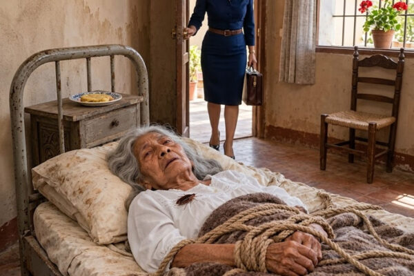 Volví de Catar sin avisar y encontré a mi madre atada a una cama, mientras mi marido celebraba una comida familiar abajo. Al verme, soltó: «¡Esos papeles son asuntos familiares!». Sin derramar una lágrima, activé la grabación y llamé a la policía. Pero lo que mi madre había escondido bajo el colchón revelaba un secreto relacionado con la desaparición de mi padre…