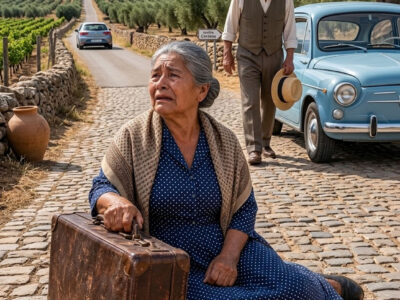 Mi hijo me dejó con una maleta en una carretera desierta, mientras él regresaba tranquilamente a casa con su esposa. «Laura y yo hemos decidido que ya no puedes seguir viviendo con nosotros», me dijo antes de arrancar. No lloré: llamé para pedir ayuda y decidí no volver jamás. Pero 2 años después, cuando entró desesperado en un despacho buscando dinero, encontró mi nombre en la puerta.