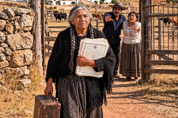 Cuando escuché a mi hijo decir: «Hoy te vas de aquí», entendí por qué ya habían metido mi vida en cajas mientras ellos soñaban con vender nuestra tierra. No lloré ni discutí: dejé que me llevaran, cerré la puerta y guardé silencio. Esa misma noche puse sobre la mesa una vieja lata de galletas que mi marido me había dejado hacía 45 años. Dentro estaba el papel que ellos jamás imaginaron.