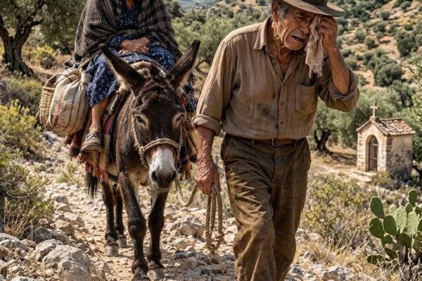 Cuando mi nuera nos echó de la casa que construí, vi a mi hijo callado mientras ella sonreía: «Podéis llevaros ese burro viejo, porque es lo único que os queda». Sin discutir, recogí nuestras maletas y me marché con mi esposa y el animal. Pero aquella noche, el burro nos condujo hasta un almacén abandonado donde guardaba un sobre con un documento que ella jamás imaginó.
